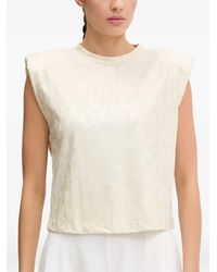 EA7 - Padded-Shoulder Leopard-Print Top - Lyst