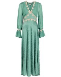 RIXO London - Arlena Lace-Trim Jacquard Maxi Dress - Lyst