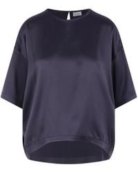 Brunello Cucinelli - Bluse Aus Seidensatin - Lyst