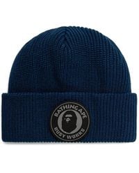 A Bathing Ape - Gerippte Beanie Mit Logo-Patch - Lyst