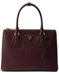 Prada - Galleria Medium Saffiano Leather Bag, Burgundy - Lyst
