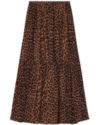 Ganni - Leopard-Print Maxi Skirt - Lyst