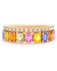 Pragnell - Bague Rainbow en or rose 18ct ornée de diamants et saphirs - Lyst