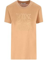 Max Mara - Katoenen T-Shirt Met Geborduurd Logo - Lyst