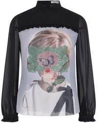 Undercover - Graphic-Print Ruffled Blouse - Lyst