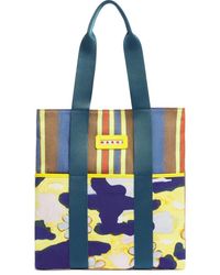 Marni - Striped Tape-Handle Cotton Tote Bag - Lyst