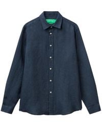 Benetton - Long-Sleeved Linen Shirt - Lyst