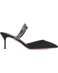 Aquazzura - Luce Embellished-Strap Heeled Mules - Lyst