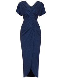 Nissa - Abito Midi Con Scollo A V E Drappeggio - Lyst