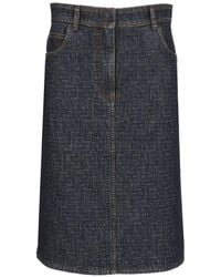Fendi - Ff Denim Skirt - Lyst