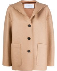 Harris Wharf London Abrigo con botones y capucha - Marrón