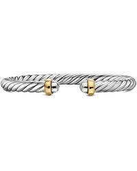 David Yurman - Sterling And 14K Cable Flex Bracelet - Lyst