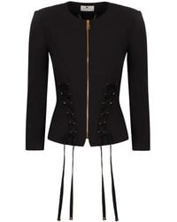 Elisabetta Franchi - Jacke aus Krepp mit Schnürung - Lyst