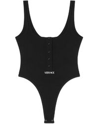 Versace - Logo Ribbed Bodysuit - Lyst