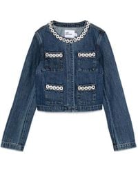 Self-Portrait - Giacca Denim Con Decorazione - Lyst