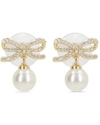 Self-Portrait - Bow-Detail Pearl-Drop Earrings - Lyst