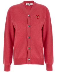 COMME DES GARÇONS PLAY - Double Emblem Cardigan - Lyst