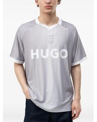 HUGO - Logo-Print V-Neck T-Shirt - Lyst