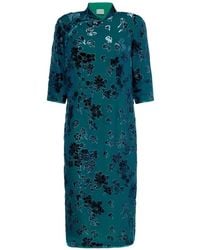 Pierre Louis Mascia - Vefio Floral-Velvet Midi Dress - Lyst