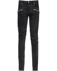 Balmain - Low-rise Slim-fit Ribbed Jeans - Lyst