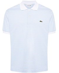 Lacoste - Logo-applique Striped Cotton Polo - Lyst