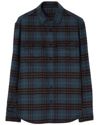 Burberry - Check Wool Flannel Overshirt - Lyst