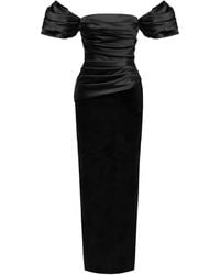 POST MERIDIEM - Draped-Sleeves Maxi Dress - Lyst