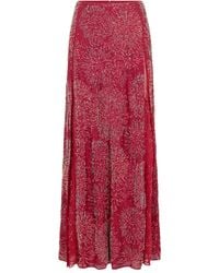 Rabanne - Embroidered Pearl Satin Skirt - Lyst