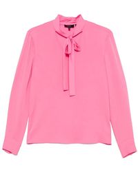Theory - Open-Neck Tie Blouse - Lyst