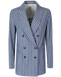 Myths - Vertical-Stripe Double-Breasted Blazer - Lyst