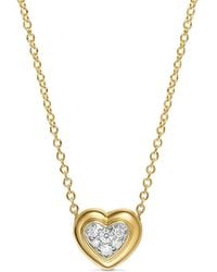 David Yurman - 18K Puffy Heart Diamond Necklace - Lyst