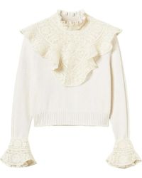 Twinset - Lace-Trimmed Ruffled Jumper - Lyst