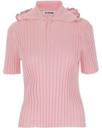 Jil Sander - Ribbed Polo Top - Lyst
