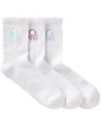 Benetton - Logo-Embroidered Ribbed Socks (Pack Of Three) - Lyst