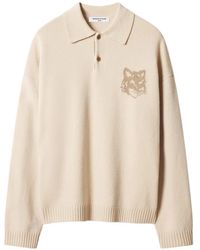 Maison Kitsuné - Fox-Intarsia Polo-Collar Sweater - Lyst