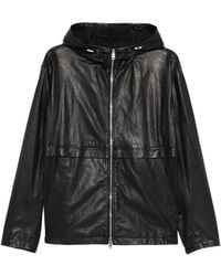 Tagliatore - Hooded Zip-Up Leather Jacket - Lyst