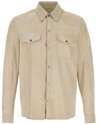 SANTORO - Suede Western Shirt Jacket - Lyst