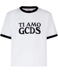 Gcds - Camiseta corta con logo bordado - Lyst