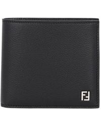 Fendi - Ff Full-Grain Leather Bi-Fold Wallet - Lyst
