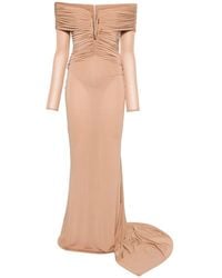 Elisabetta Franchi - Ruched Off-Shoulder Maxi Dress - Lyst