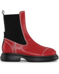 Ganni - Contrast-stitching 30mm Faux-leather Chelsea Boots - Lyst
