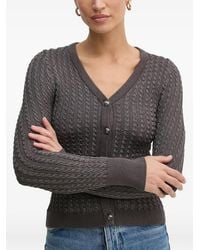 Guess - Cable-Knit V-Neck Cardigan - Lyst