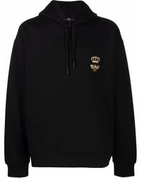 Dolce & Gabbana - Sweat-Shirt En Jersey De Coton À Capuche Et Broderie - Lyst