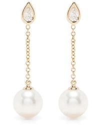 Mizuki - 14Kt Diamond And Pearl Drop Earrings - Lyst
