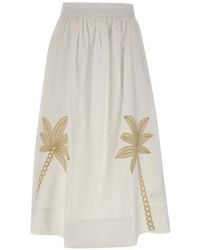 Kaos - Jupe Évasée À Broderie Palmier - Lyst