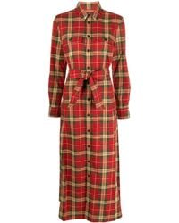 Polo Ralph Lauren - Plaid-Pattern Cotton Midi Dress - Lyst