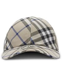 Burberry - Check Pattern Twill Baseball Cap - Lyst