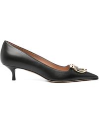 Ferragamo - Lara Leather Pumps With Maxi Gancini Buckle Shoes - Lyst