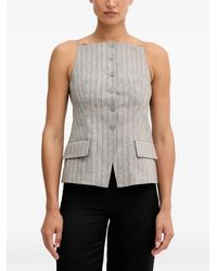Sisley - Pinstriped Button-Front Sleeveless Top - Lyst