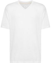 Eleventy - V-neck Linen-cotton T-shirt - Lyst